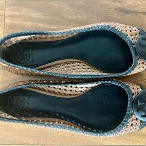 Tory Burch chelsea Woven Flats with Black/brown size 8